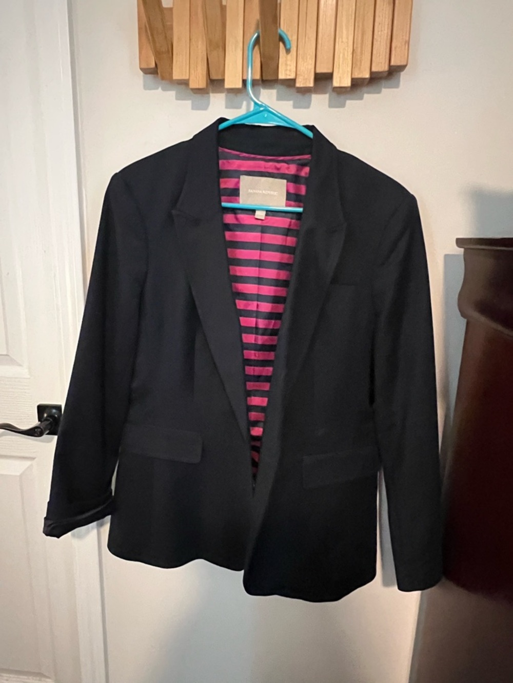 Banana Republic Navy Suit with Pink Striped Lining (sz 14 pants 14P)